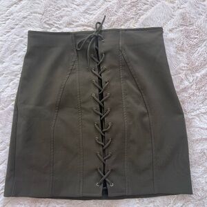 Zara Dark Green Lace-Up Pencil Skirt